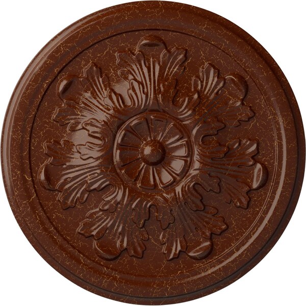Ekena Millwork Legacy Acanthus Medallion (Canopies up to 3 1/2"), 12 3/4"OD x 7/8"P, Burnished Mahogany Crackle CM12LEBMC - main